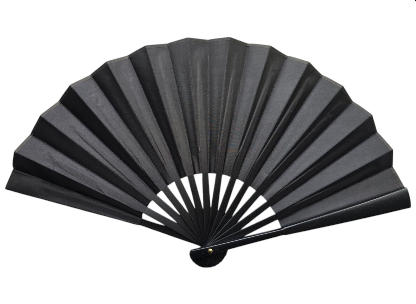 12'li Siyah Plastik Kumaş Yelpaze