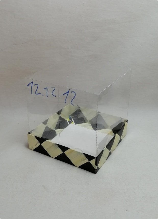 12x12x12 cm Altı Karton Üstü Asetat  Kutu