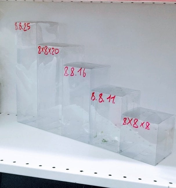 50 Li ( 8x8x? Cm/h ) Full Şeffaf Asetat Kutu