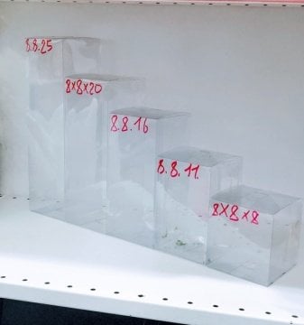 50 Li ( 8x8x? Cm/h ) Full Şeffaf Asetat Kutu