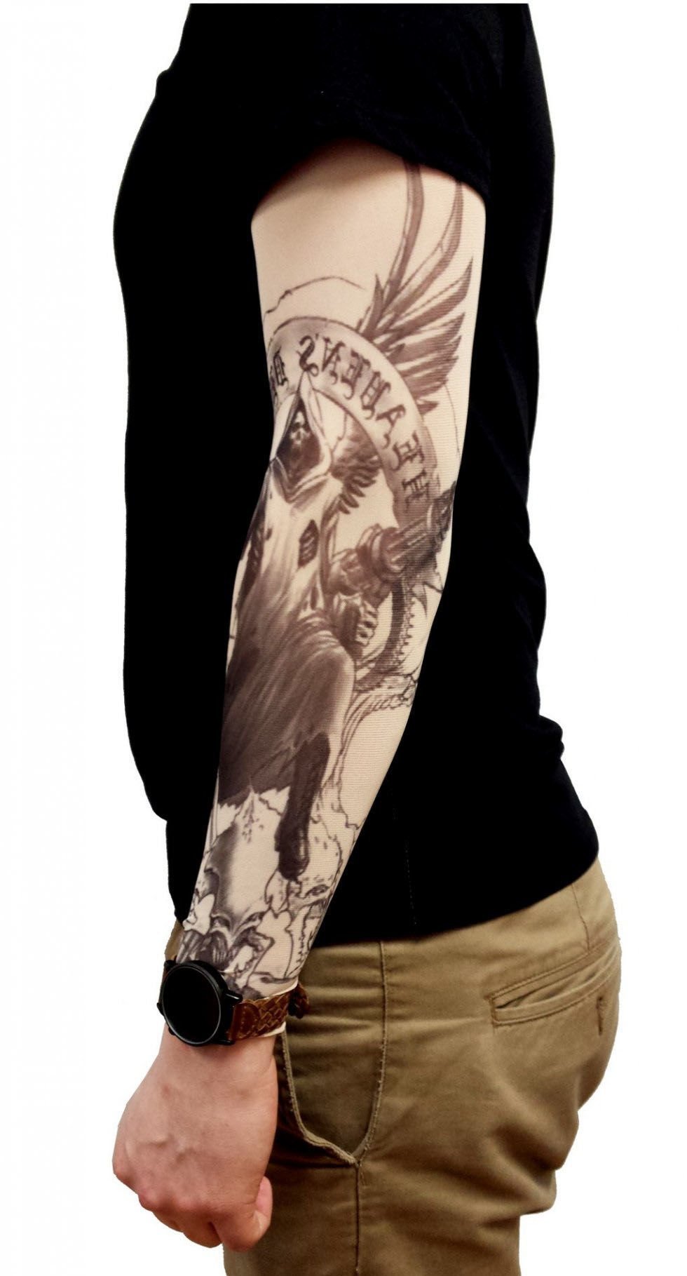 Giyilebilir Kol Dövmesi Çorap Dövme 3D Baskılı Kol Bacak Dövme 2 Adet Model