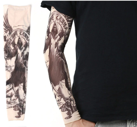 Giyilebilir Kol Dövmesi Çorap Dövme 3D Baskılı Kol Bacak Dövme 2 Adet Model