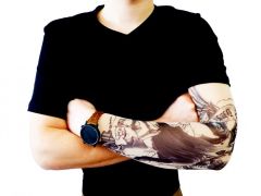 Giyilebilir Kol Dövmesi Çorap Dövme 3D Baskılı Kol Bacak Dövme 2 Adet Model