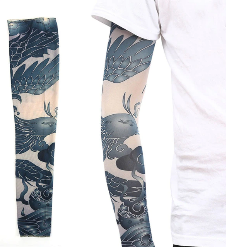 Giyilebilir Kol Dövmesi Çorap Dövme 3D Baskılı Kol Bacak Dövme 2 Adet Model 16