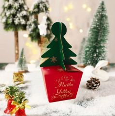 12 li Yılbaşı Çam Ağacı Saplı Hediye Kutu