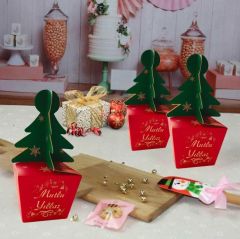 12 li Yılbaşı Çam Ağacı Saplı Hediye Kutu