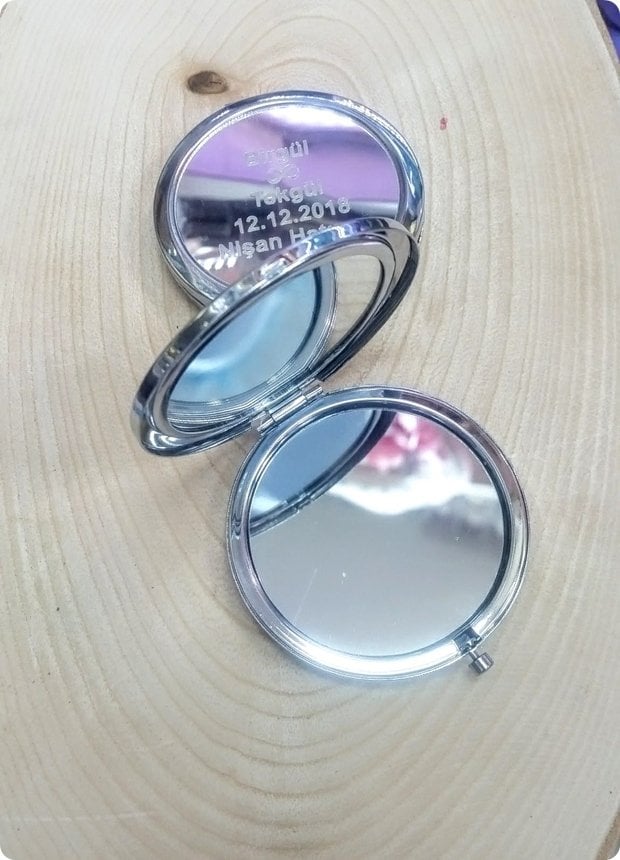 20 li İsim Yazılı Yuvarlak Makyaj / El aynası