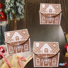 12 li Yılbaşı Baskılı Ev Tasarımlı Kutu / İpli Çanta