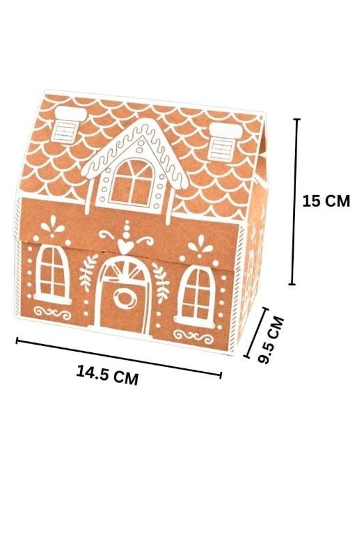 12 li Yılbaşı Baskılı Ev Tasarımlı Kutu / İpli Çanta