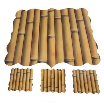 Pvc Bambu Amerikan Servisi & Bardak Altlığı seti 4 lü Set