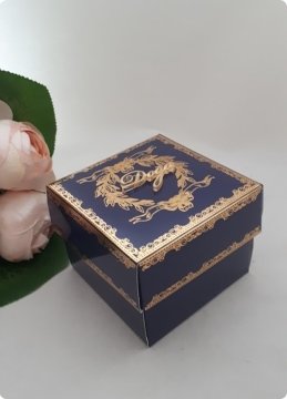 20 li 8x8x6 Cm Varak Baskılı Karton Lacivert Kutu