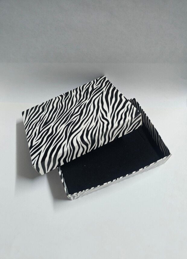 30 Lu (12x9x3 Cm) Süngerli Zebra Desenli Karton Kolye Takı Kutuları