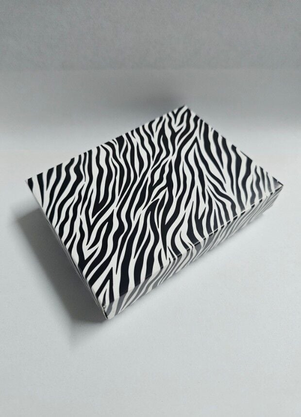 30 Lu (12x9x3 Cm) Süngerli Zebra Desenli Karton Kolye Takı Kutuları