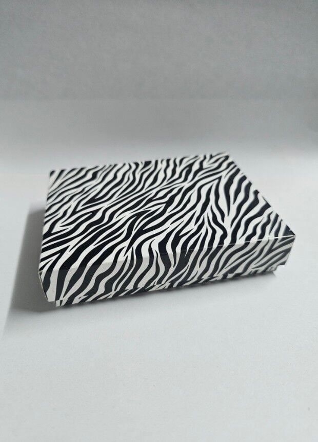 30 Lu (12x9x3 Cm) Süngerli Zebra Desenli Karton Kolye Takı Kutuları