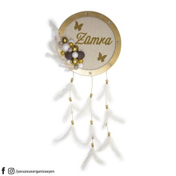 Kumaşlı Nazar Dekorlu Toplu Bebek Odası Kapı Süsü