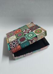 30 Lu (12x9x3 Cm) Süngerli Kilim Desenli Otantik Karton Kolye Takı Kutuları