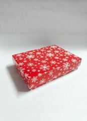 30 Lu (12x9x3 Cm) Süngerli Kar Desenli Kırmızı Karton Kolye Takı Kutuları