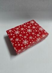 30 Lu (12x9x3 Cm) Süngerli Kar Desenli Kırmızı Karton Kolye Takı Kutuları